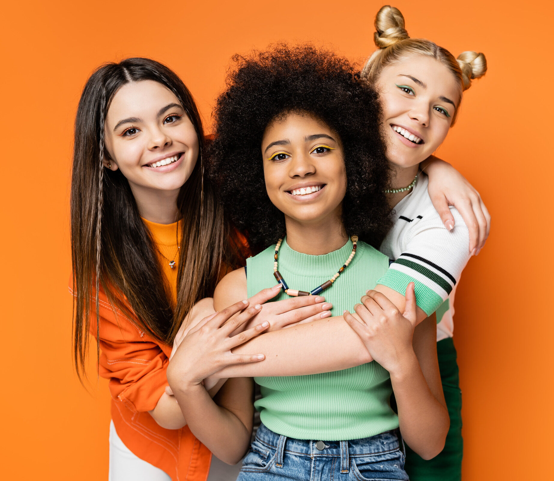 Group of young girls smiling
