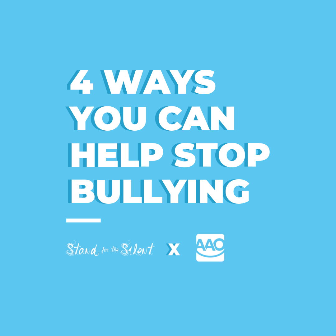 Social media graphic that says: 4 Ways You can Help Stop Bullying, for the Bullying Bites program.