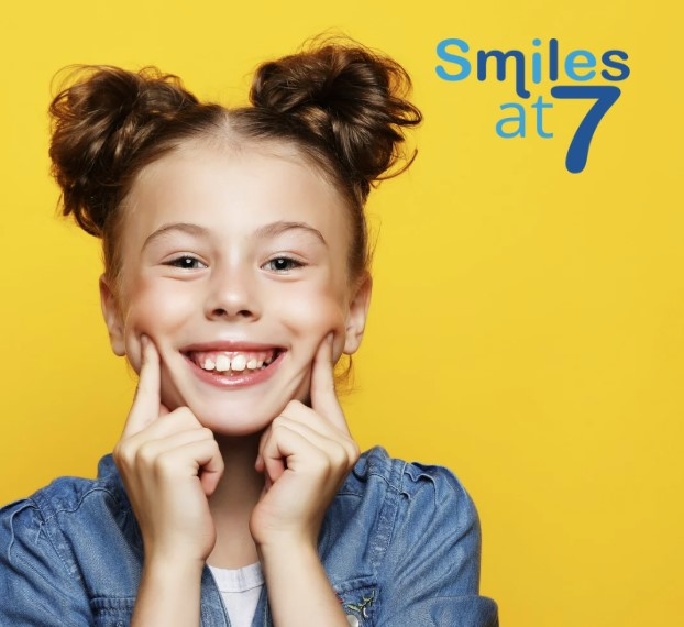 Seven-year-old girl smiling for the camera